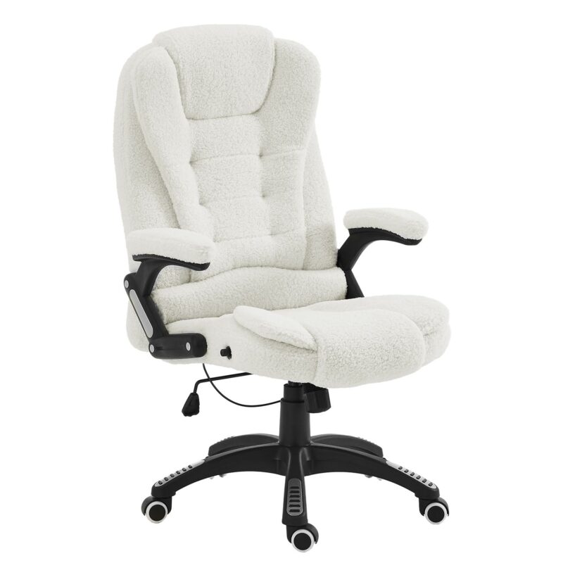 Executive Recline Extra Padded Office Chair Standard, MO17 White Teddy - Image 2