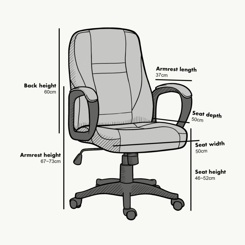 Swivel Office Desk Chair MO19 Grey Fabric - Image 3