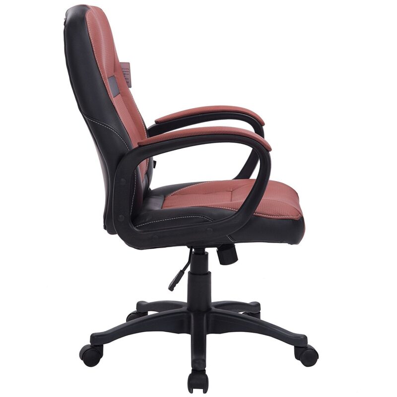 Swivel Office Desk Chair MO19 Brown PU Leather - Image 2