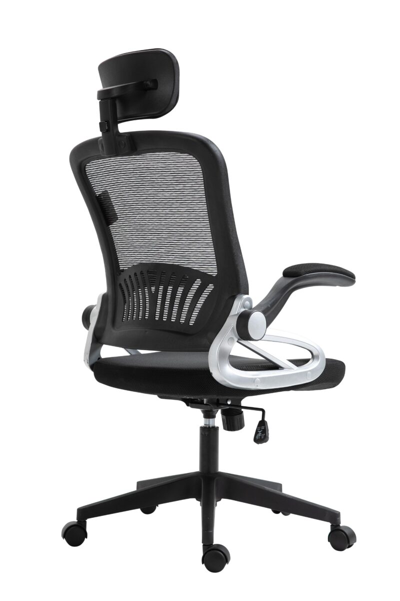 Mesh High Back Extra Padded Swivel Office Chair with Head Support & Adjustable Arms, Black - Image 4