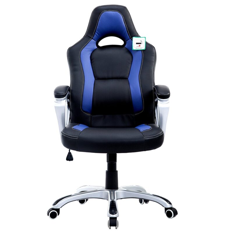 DaAls Racing Sport Swivel Office Chair in Black & Blue - Image 2