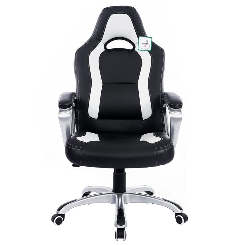 DaAls Racing Sport Swivel Office Chair in Black & White - Image 2
