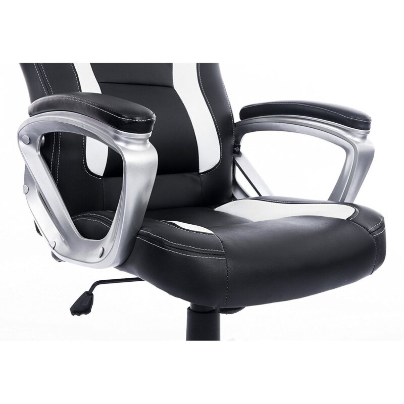 DaAls Racing Sport Swivel Office Chair in Black & White - Image 5