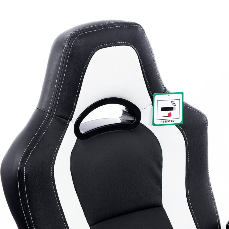 DaAls Racing Sport Swivel Office Chair in Black & White - Image 6