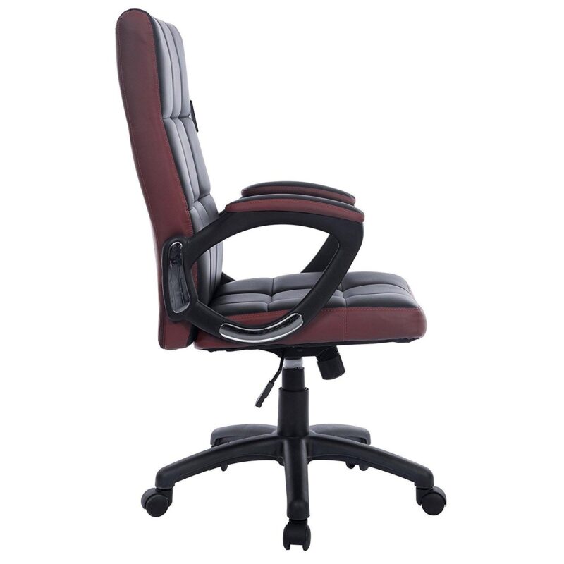 Waffle Contrasting Panels High Back PU Leather Swivel Executive Office Chair, Black & Brown - Image 3