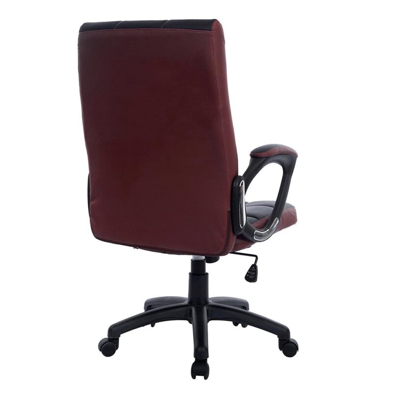 Waffle Contrasting Panels High Back PU Leather Swivel Executive Office Chair, Black & Brown - Image 4