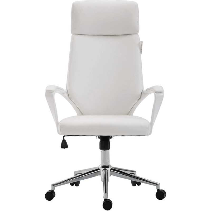 Cherry Tree Furniture High Back Modern Design PU Leather Swivel Office Chair Computer Desk Chair, MO68 White - Image 2