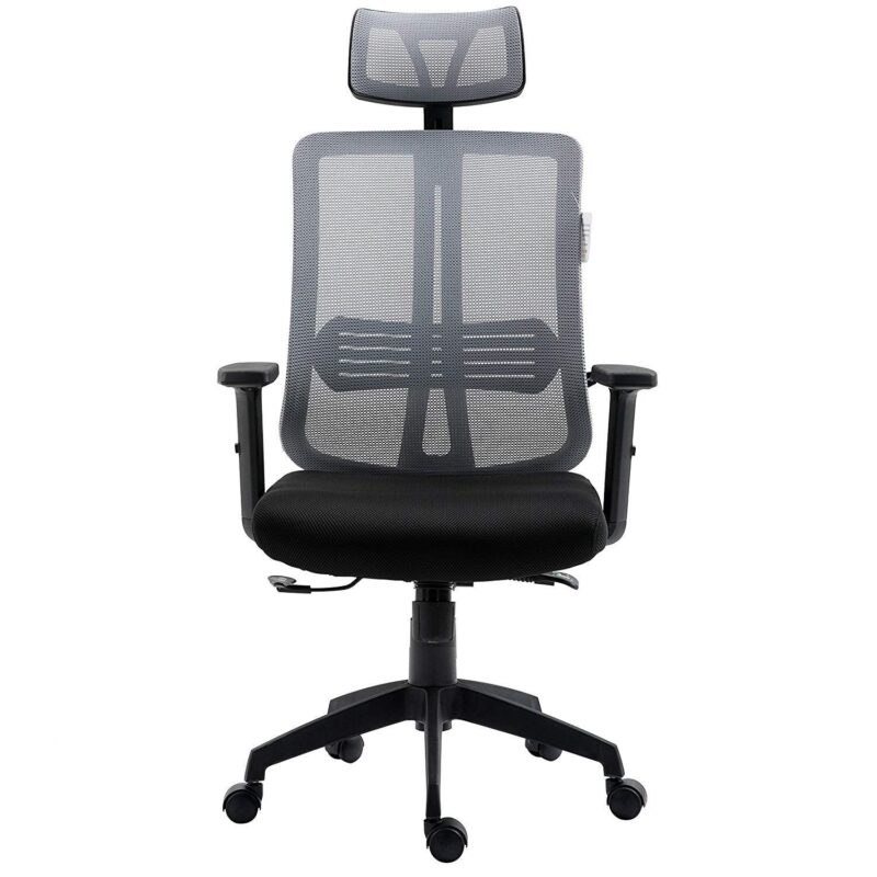 Grey Mesh High Back Executive Office Chair Swivel Desk Chair with Synchro-Tilt, Adjustable Armrest & Headrest - Image 2