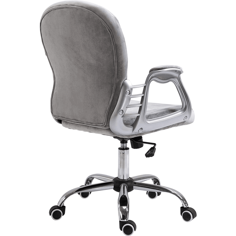 Grey Velvet Chesterfield Mid Back Swivel Chair - Image 5