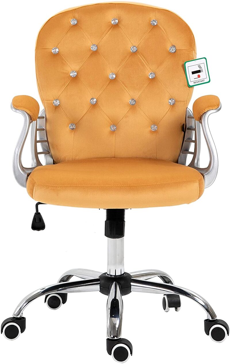Mustard Velvet Chesterfield Swivel Chair - Image 2