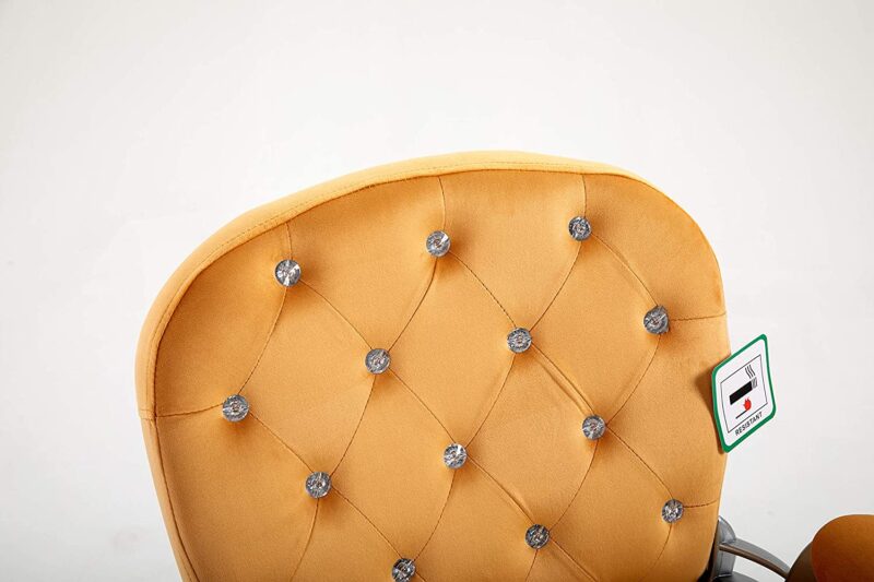 Mustard Velvet Chesterfield Swivel Chair - Image 7