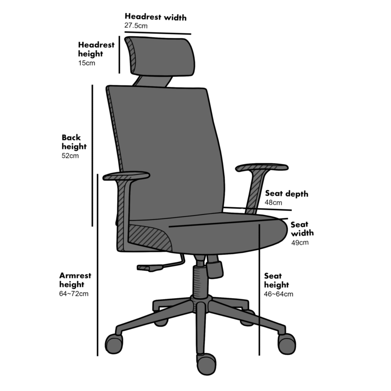 Joni High Back Mesh Office Chair with Headrest in Black - Image 3