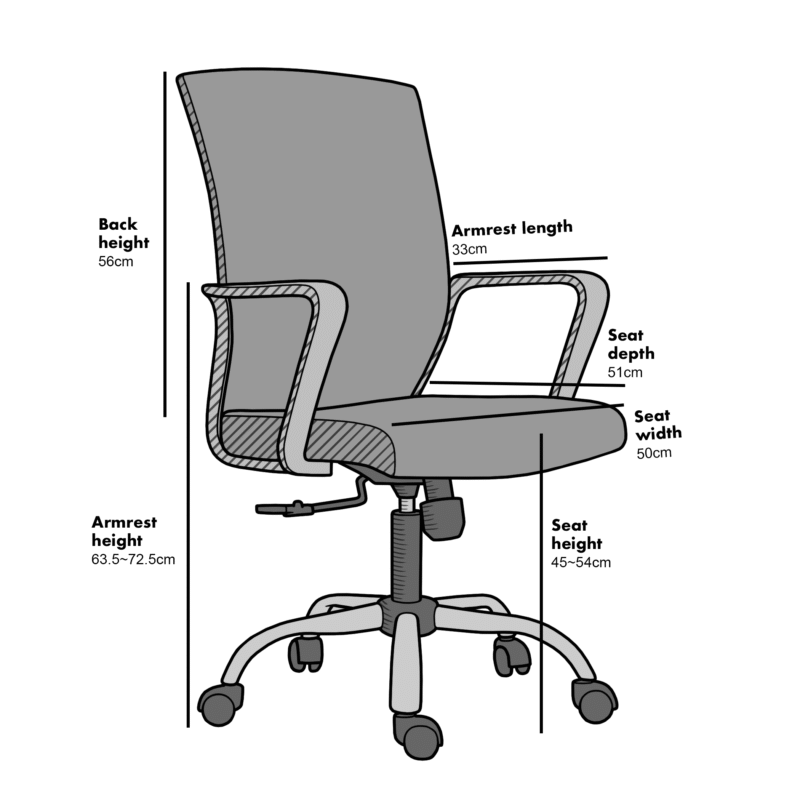 Haru Mid Back Mesh Office Chair in Black - Image 3