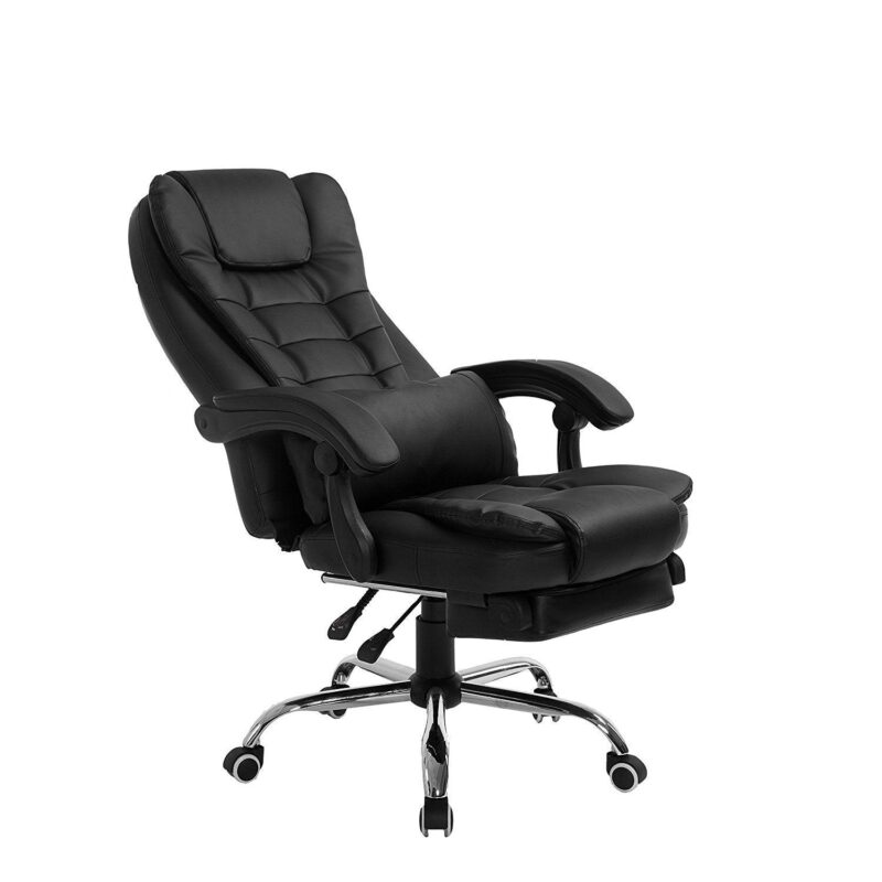 Luxury Extra Padded High Back Recline Faux Leather Relaxing Executive Chair With Footrest, MR34 Black - Image 2