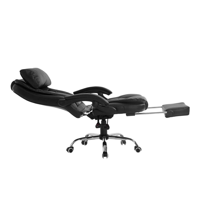 Luxury Extra Padded High Back Recline Faux Leather Relaxing Executive Chair With Footrest, MR34 Black - Image 4