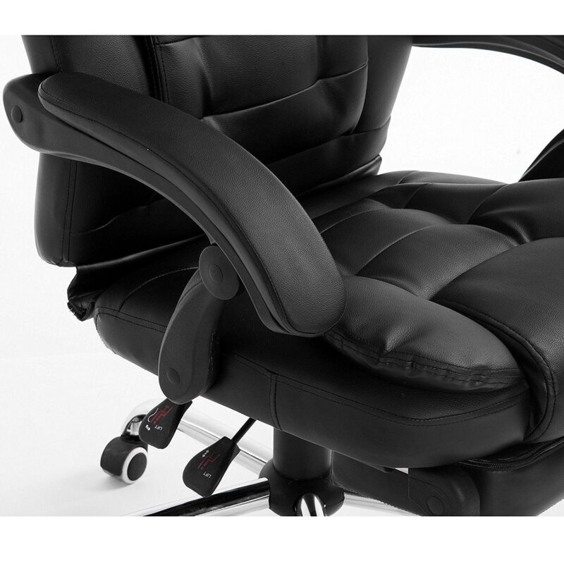 Luxury Extra Padded High Back Recline Faux Leather Relaxing Executive Chair With Footrest, MR34 Black - Image 7