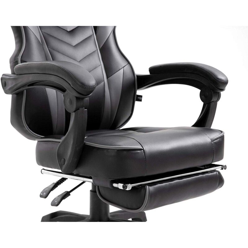 Cherry Tree Furniture High Back Recliner Gaming Chair with Cushion & Retractable Footrest Black & Grey - Image 9