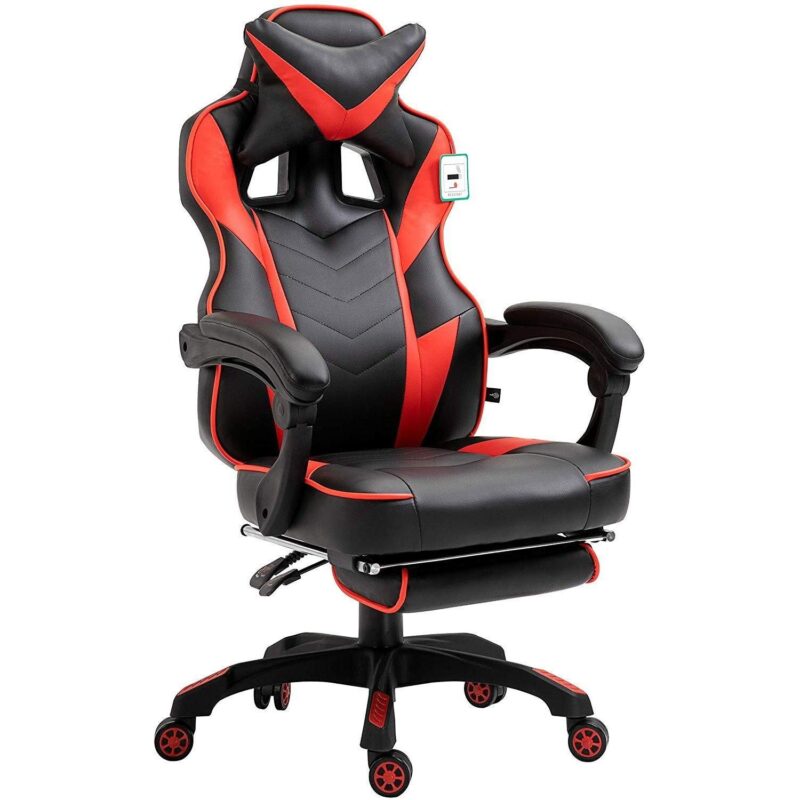 Cherry Tree Furniture High Back Recliner Gaming Chair with Cushion & Retractable Footrest Black & Red - Image 2