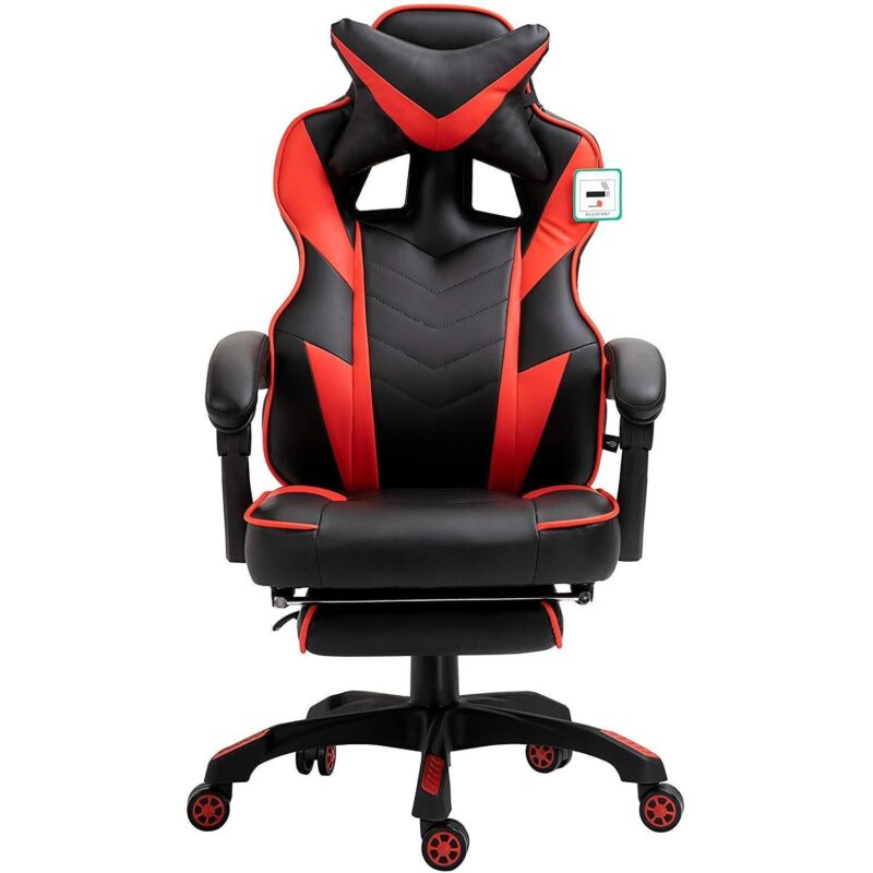 Cherry Tree Furniture High Back Recliner Gaming Chair with Cushion & Retractable Footrest Black & Red - Image 4
