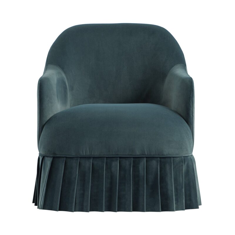 Calliope Skirted Armchair, Aegean Blue Velvet - Image 6