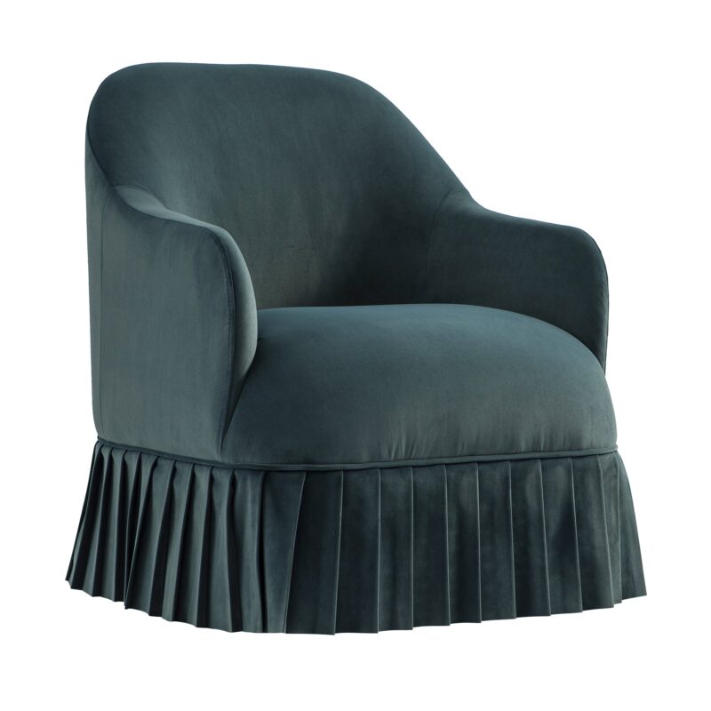 Calliope Skirted Armchair, Aegean Blue Velvet - Image 7