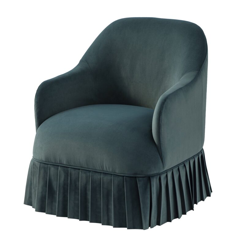 Calliope Skirted Armchair, Aegean Blue Velvet - Image 9