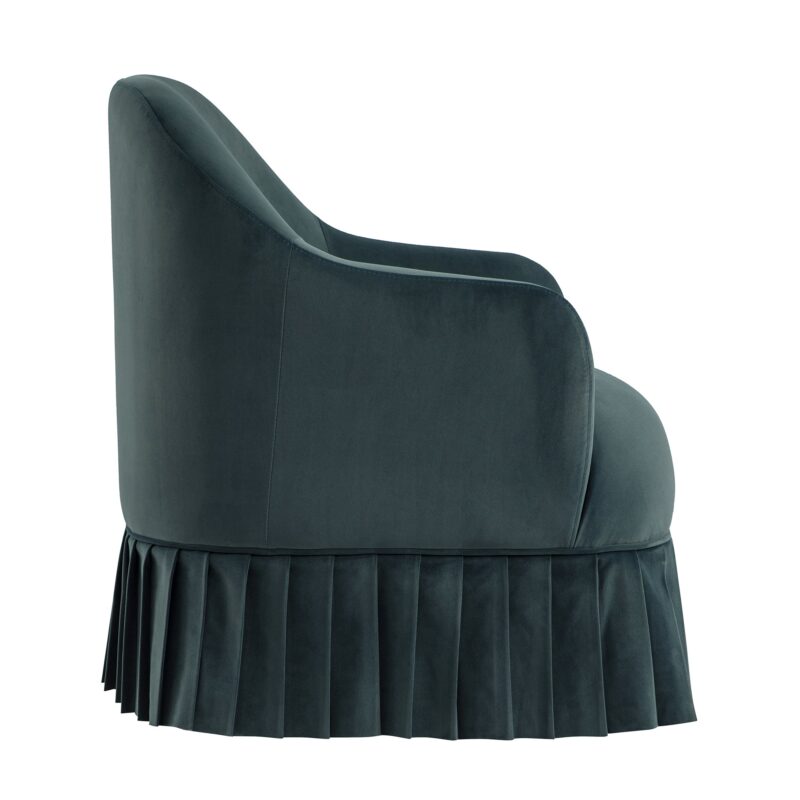 Calliope Skirted Armchair, Aegean Blue Velvet - Image 10