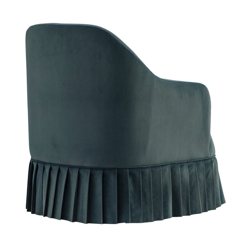 Calliope Skirted Armchair, Aegean Blue Velvet - Image 11
