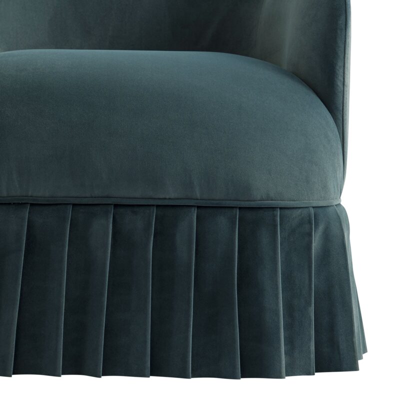 Calliope Skirted Armchair, Aegean Blue Velvet - Image 12