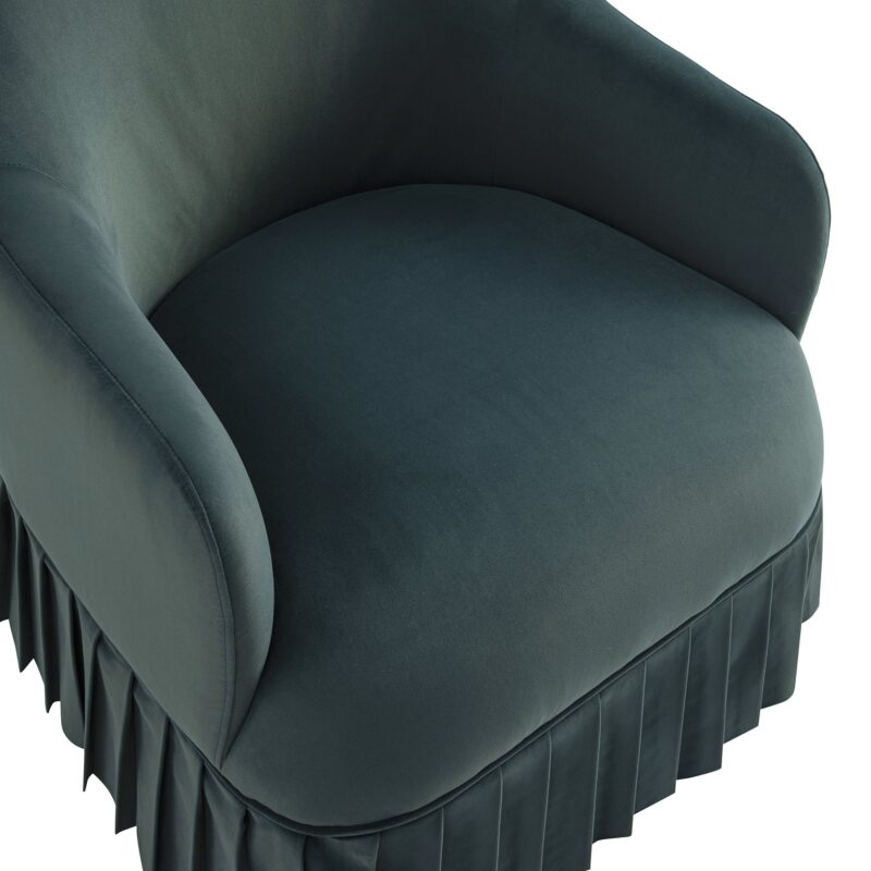 Calliope Skirted Armchair, Aegean Blue Velvet - Image 13