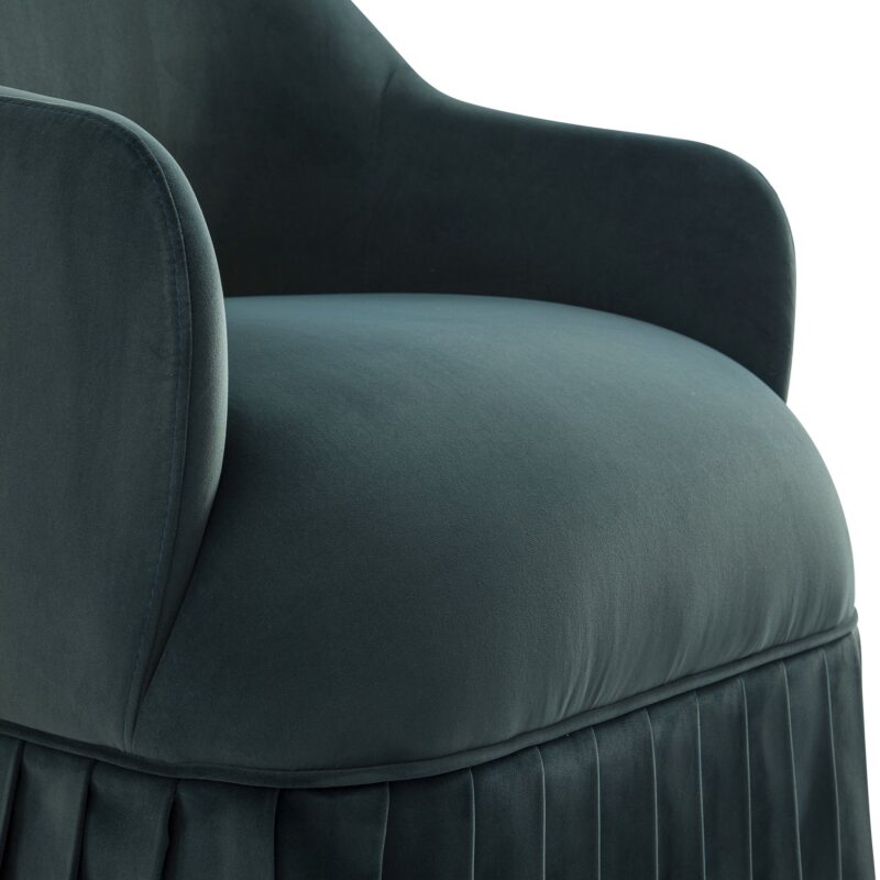 Calliope Skirted Armchair, Aegean Blue Velvet - Image 14
