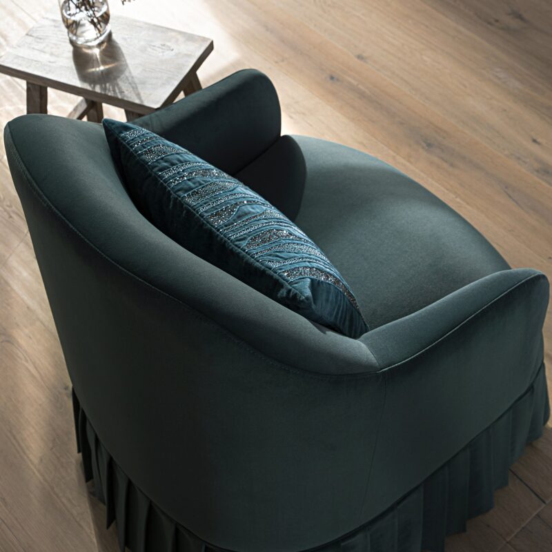 Calliope Skirted Armchair, Aegean Blue Velvet - Image 4