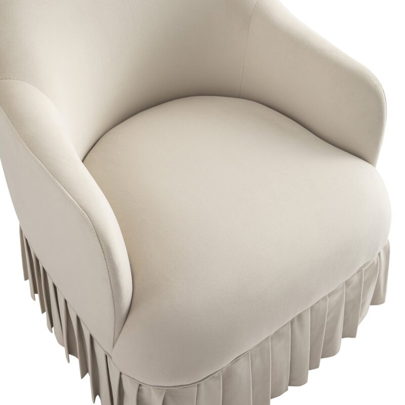 Calliope Skirted Armchair, Beige Velvet - Image 12
