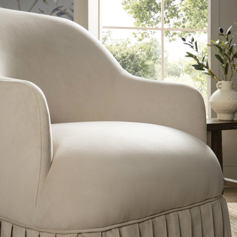 Calliope Skirted Armchair, Beige Velvet - Image 3