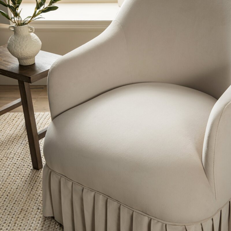 Calliope Skirted Armchair, Beige Velvet - Image 4