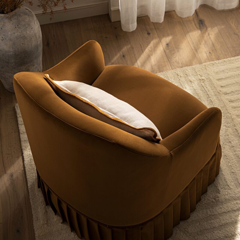 Calliope Skirted Armchair, Cinnamon Velvet - Image 3
