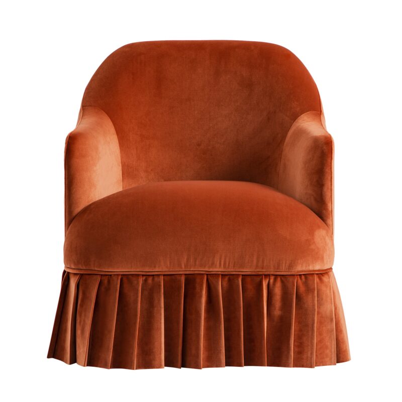Calliope Skirted Armchair, Rust Velvet - Image 8