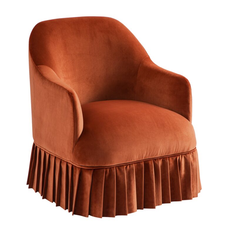 Calliope Skirted Armchair, Rust Velvet - Image 9