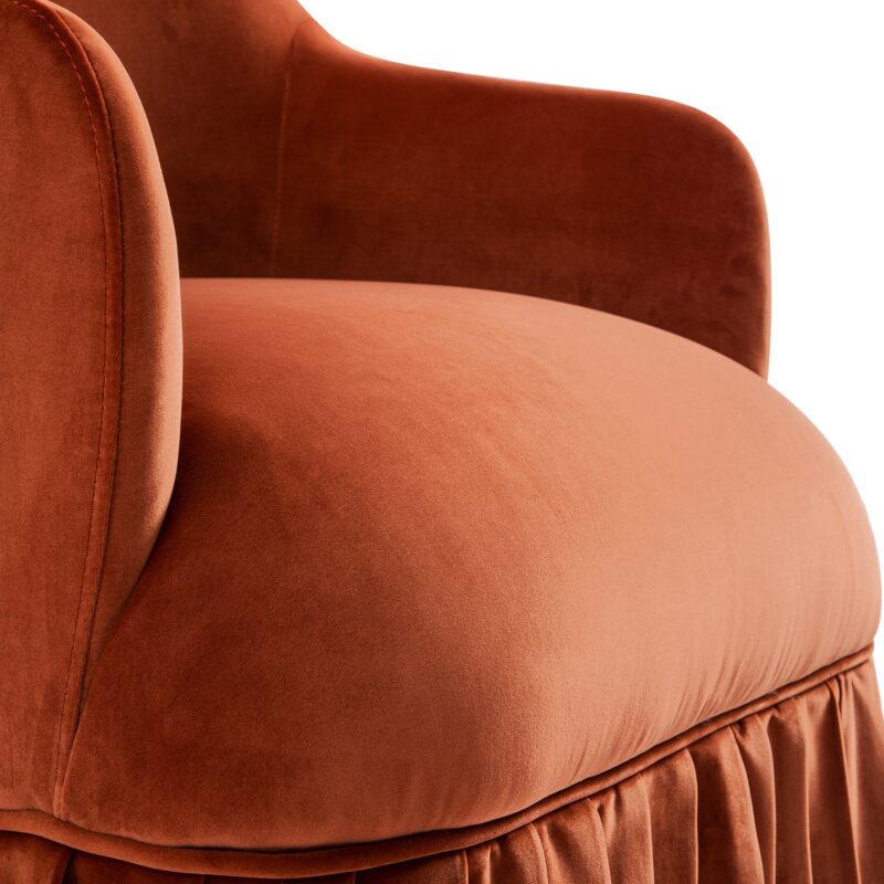 Calliope Skirted Armchair, Rust Velvet - Image 13