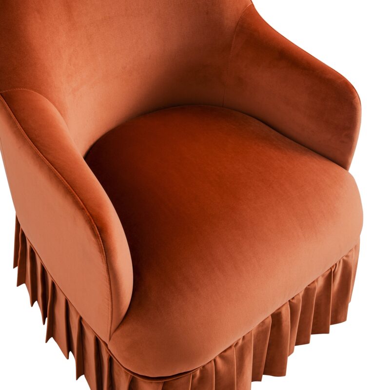Calliope Skirted Armchair, Rust Velvet - Image 14