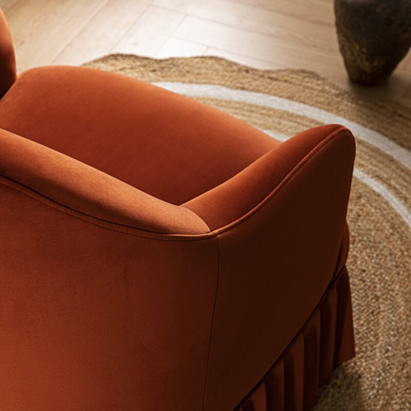 Calliope Skirted Armchair, Rust Velvet - Image 4