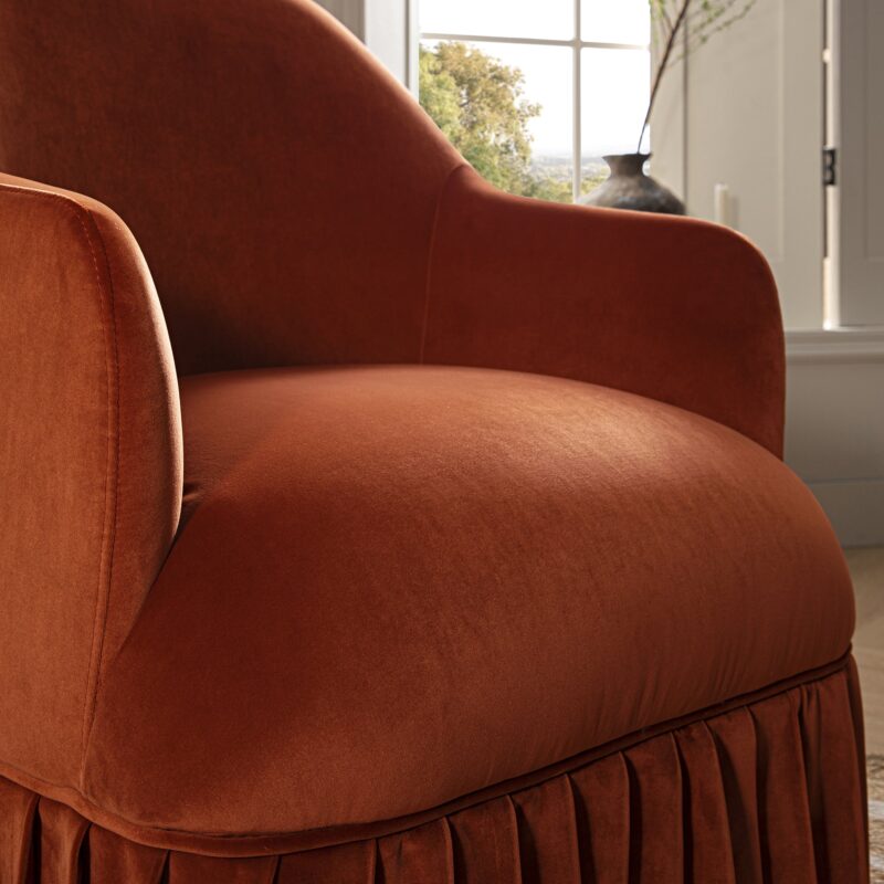 Calliope Skirted Armchair, Rust Velvet - Image 6