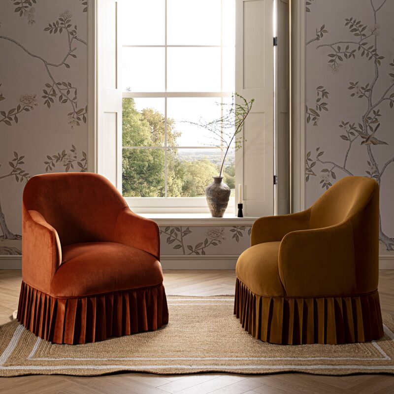 Calliope Skirted Armchair, Rust Velvet - Image 7