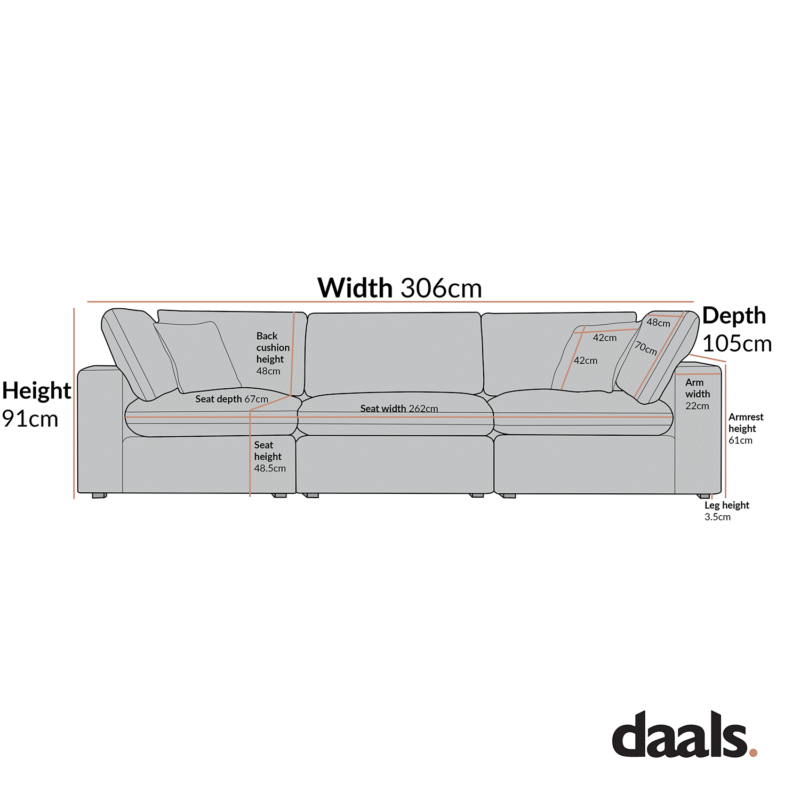 Lutyens Beige Linen Blend Modular Sofa, 3-Piece - Image 9