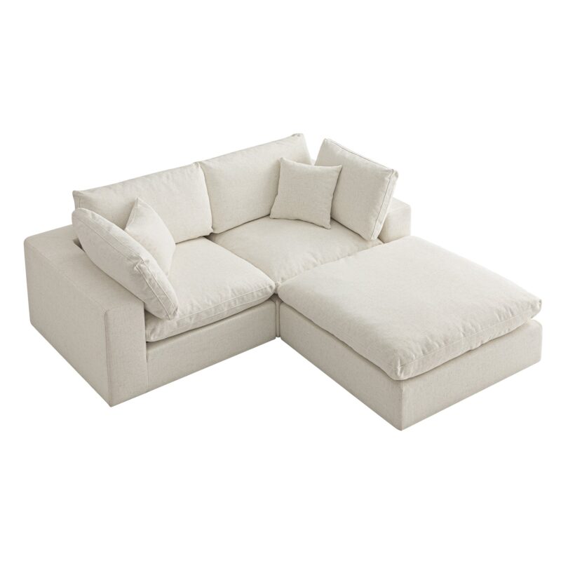 Lutyens Beige Linen Blend Modular Sofa, 2-Piece Chaise - Image 9