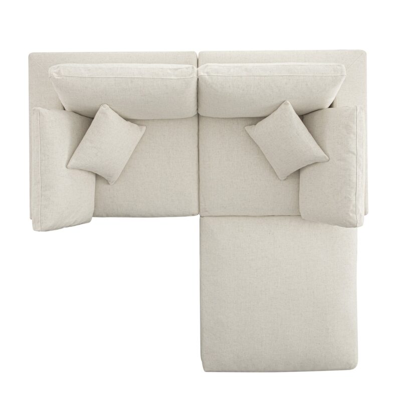 Lutyens Beige Linen Blend Modular Sofa, 2-Piece Chaise - Image 11