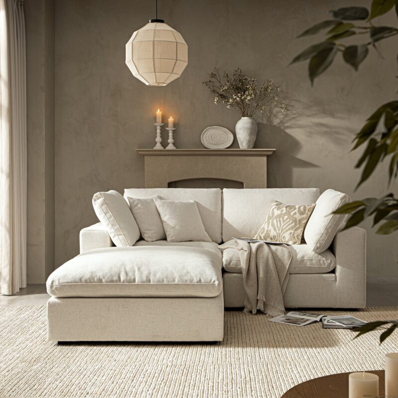 Lutyens Beige Linen Blend Modular Sofa, 2-Piece Chaise - Image 3