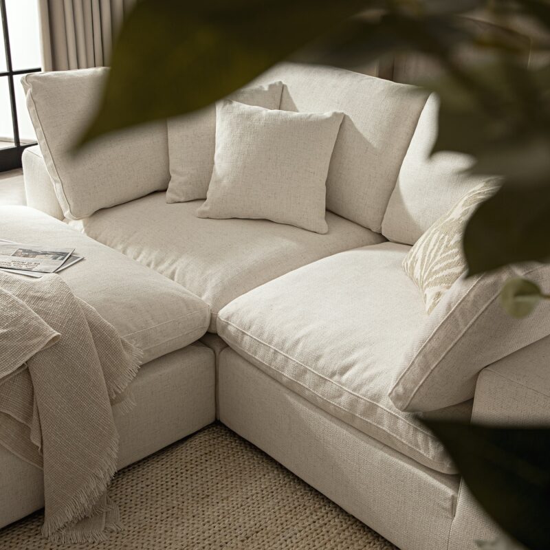 Lutyens Beige Linen Blend Modular Sofa, 2-Piece Chaise - Image 4