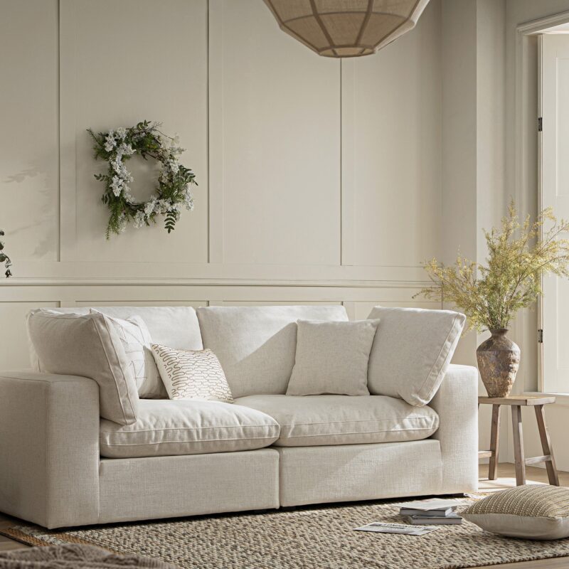 Lutyens Beige Linen Blend Modular Sofa, 2-Piece - Image 2