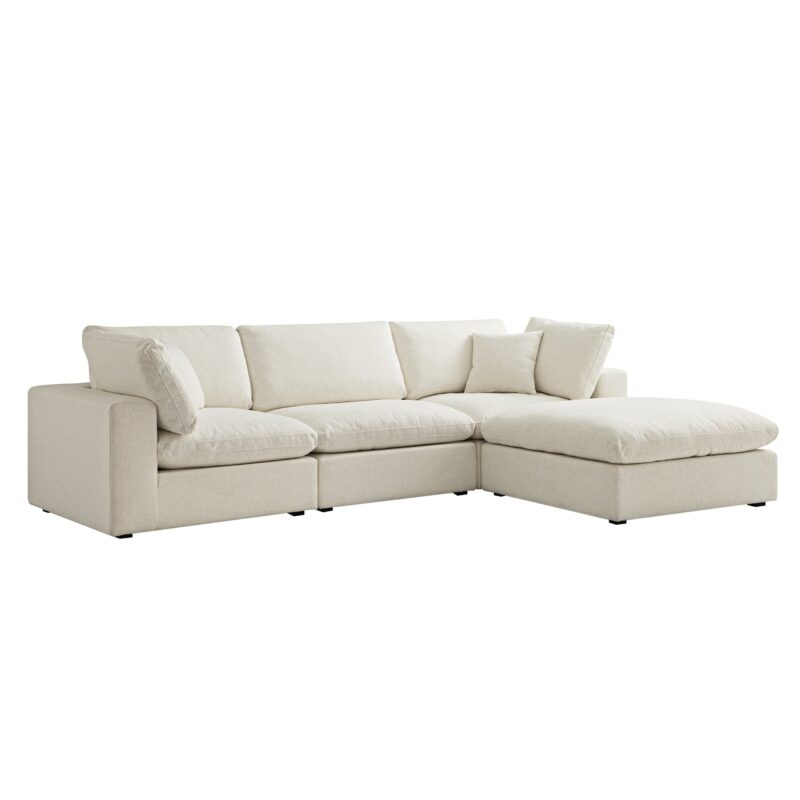 Lutyens Beige Linen Blend Modular Sofa, 3-Piece Chaise - Image 7